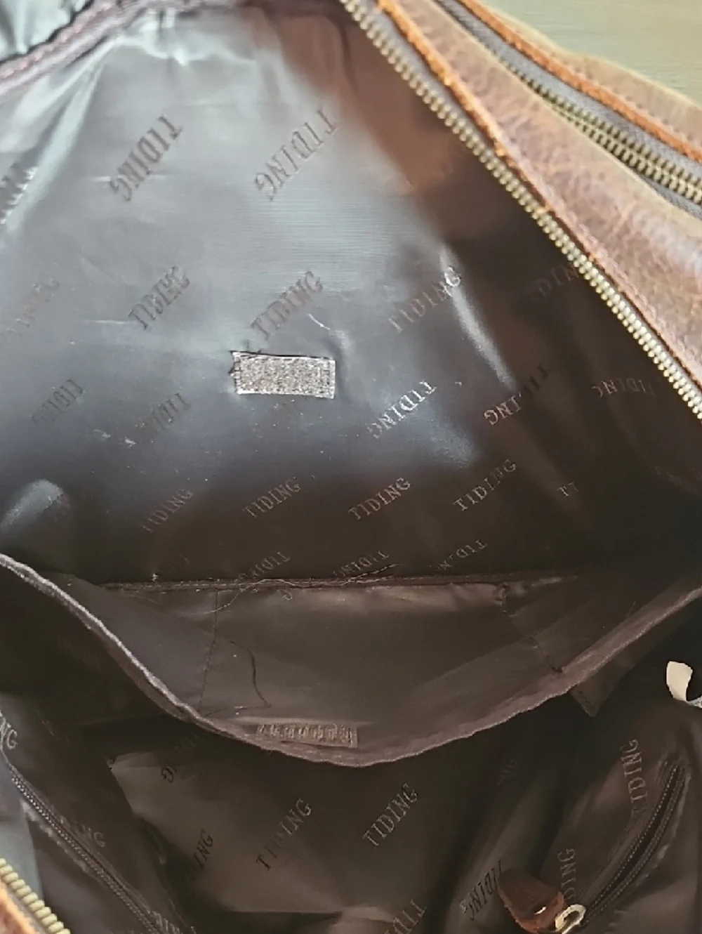Distressed Brown Leather Laptop Messenger Bag with Shoulder Strap